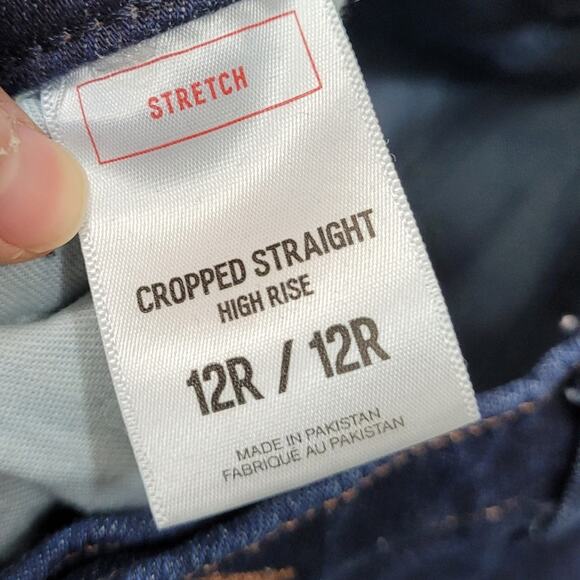 Express Straight high rise jeans cropped crop dark wash - Picture 2 of 9